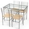 5 Pieces Dining Set Glass Table and 4 Chairs with Shelf Below The Top